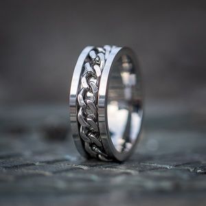 Men's Stainless Steel Cuban Link Band Ring
